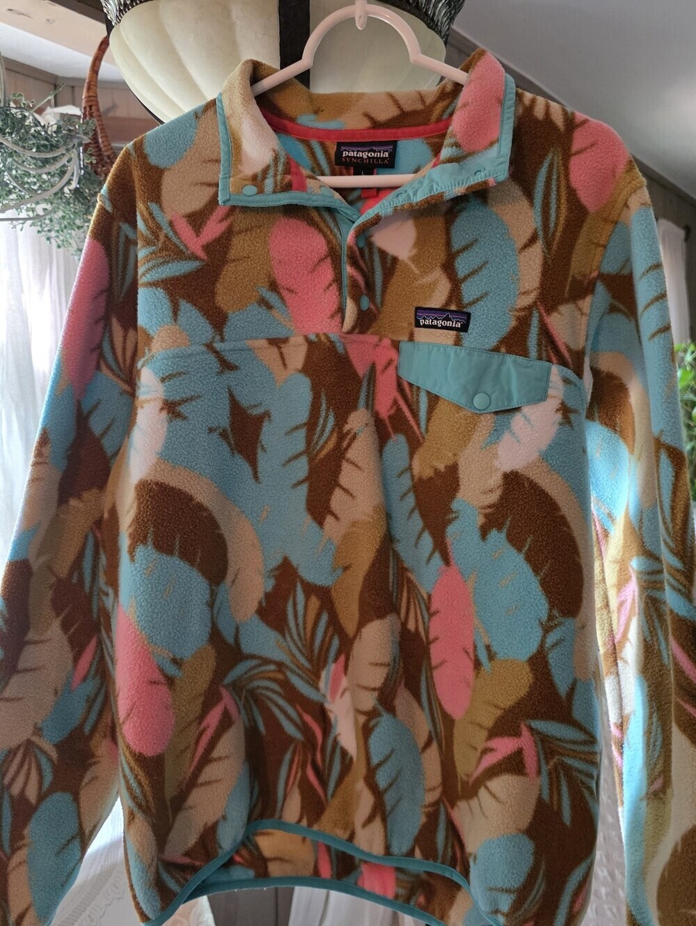 Patagonia Synchilla Fleece in Turquoise, Pink & Brown